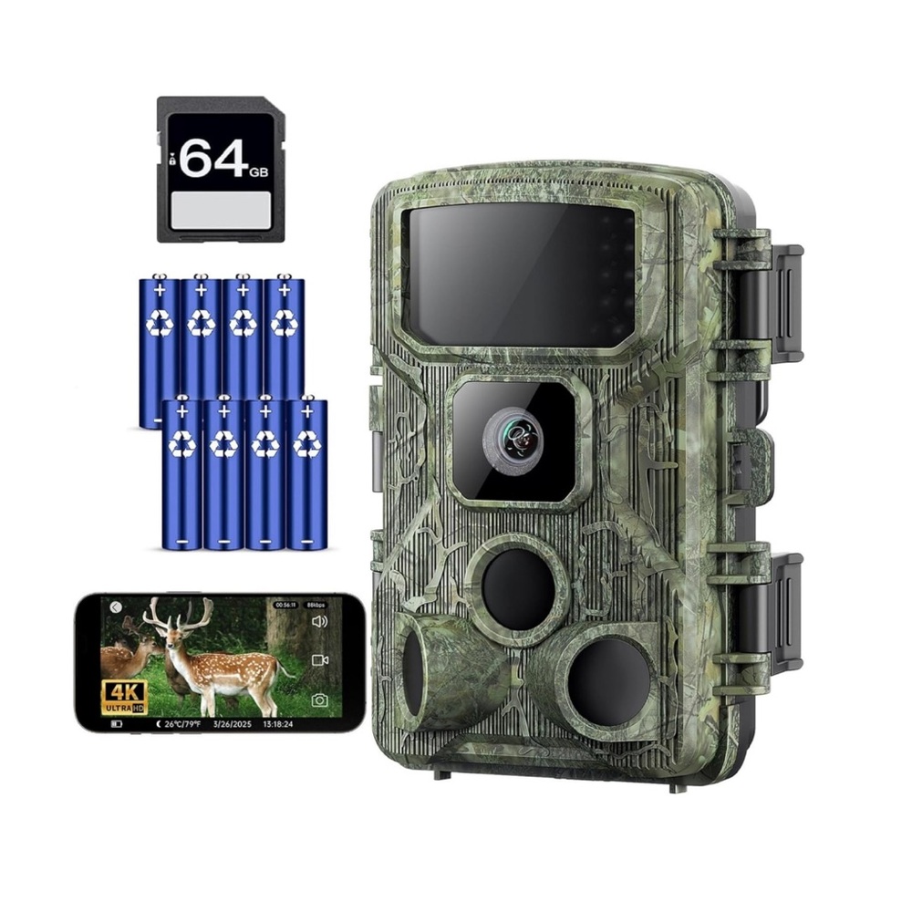 NIB 4K 64MP WiFi Waterproof Wildlife Trail Camera w/ Night Vision Wide Angle